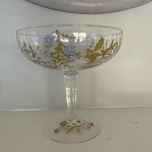 Vintage Dorothy Thorpe compote bowl- flowers and ribbon design